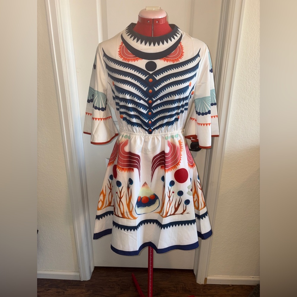 Chloè Inspired Graphic Satin Dress